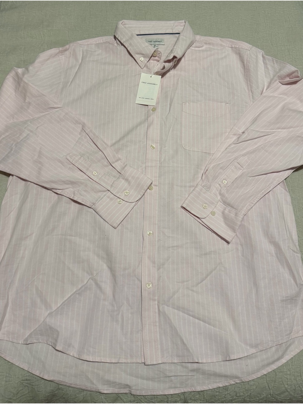 Men's Light Pink Striped Button-Down Shirt